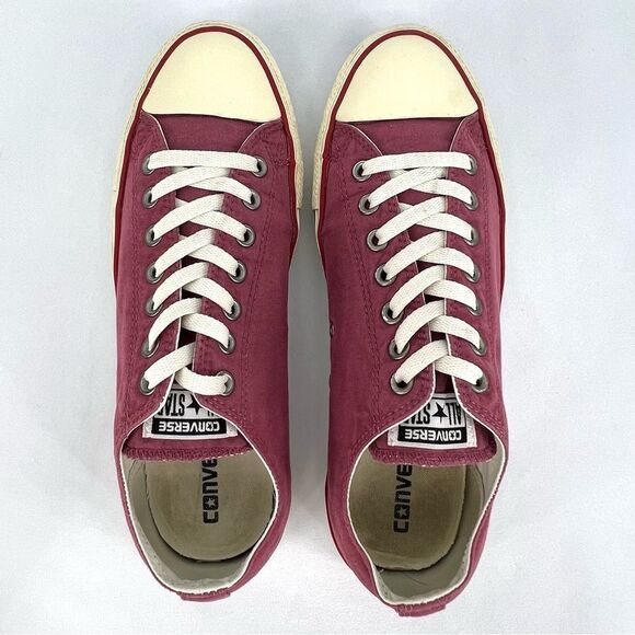 Converse Chuck Taylor All Star Port Red Washed Canvas Low Tops Mens 9 Womens 11 - Picture 7 of 10
